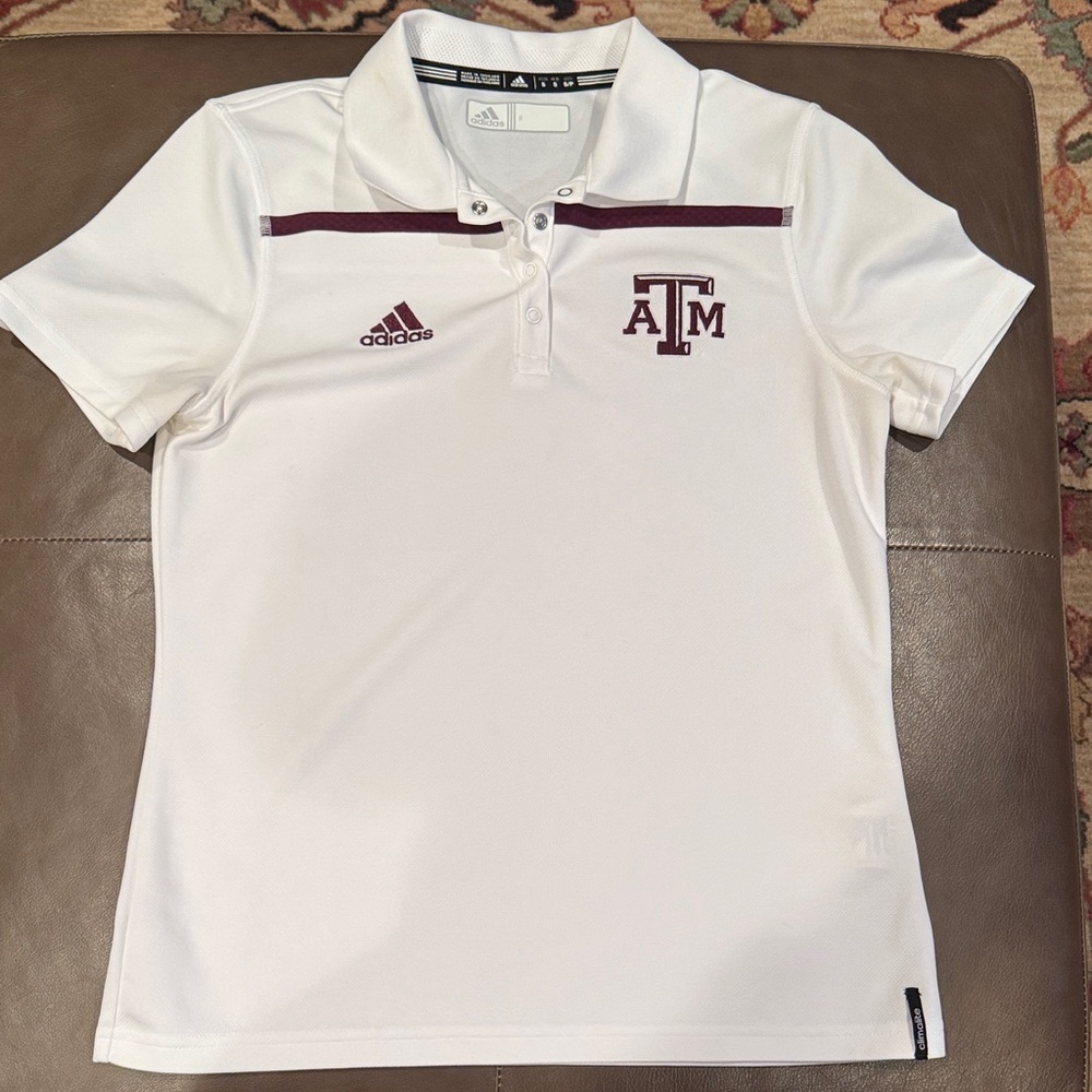 Adidas Women’s Texas A&M Aggies White Polo with Maroon Accents